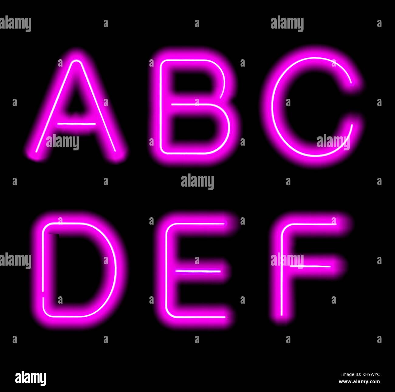 Néon lumineux alphabet. Illustration de Vecteur