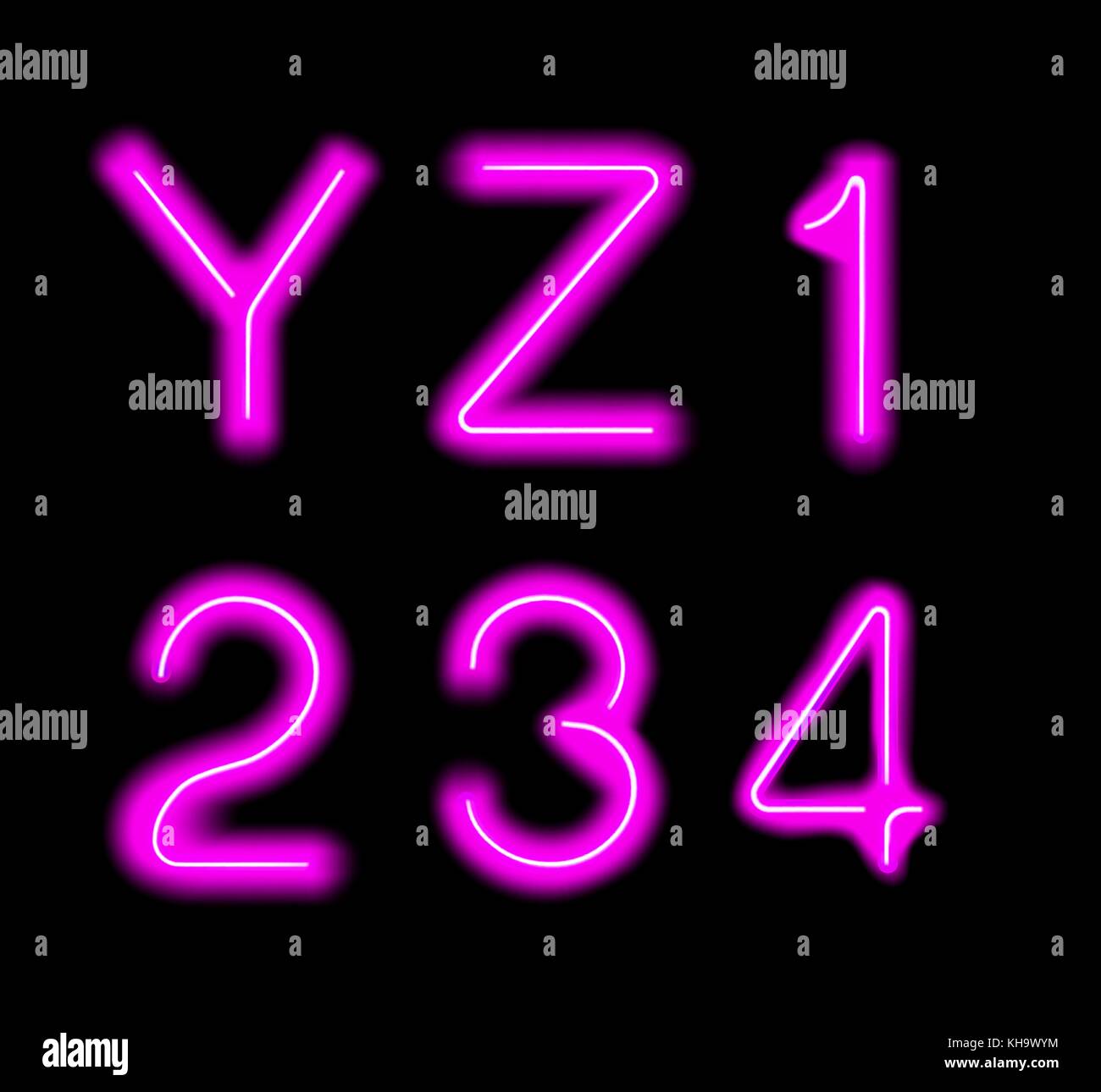 Néon lumineux alphabet. Illustration de Vecteur