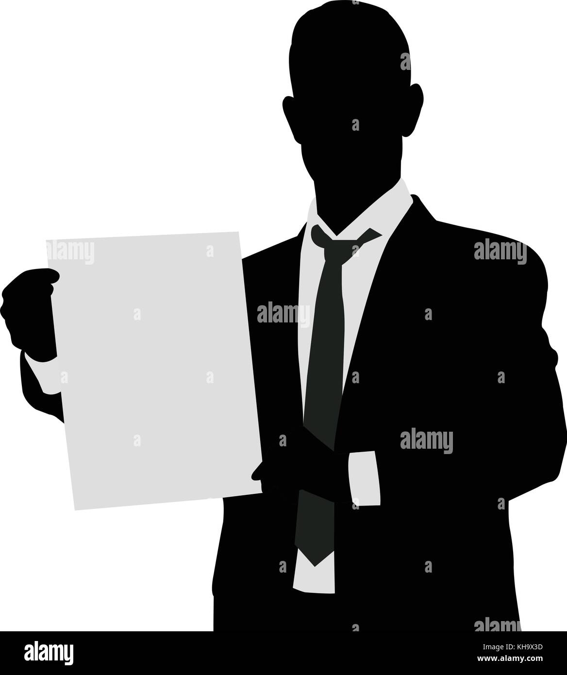 Businessman holding papier avec l'espace pour votre texte - vector Illustration de Vecteur