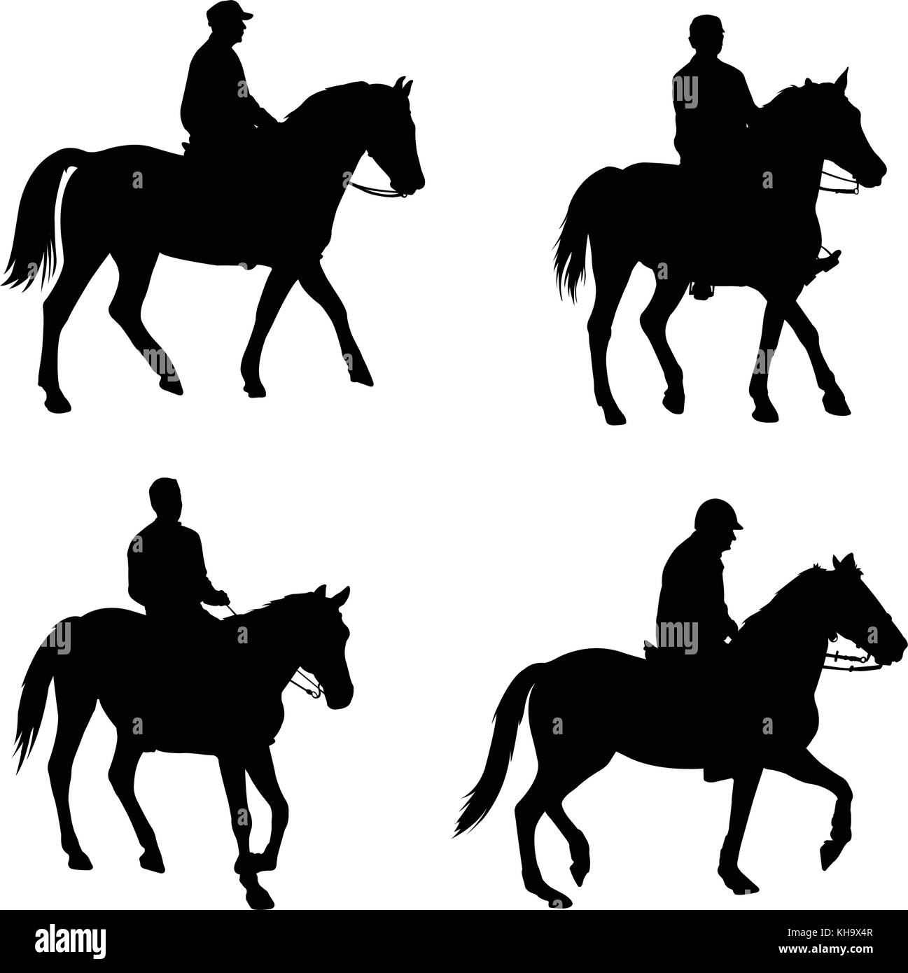 - Vector silhouettes de cavaliers Illustration de Vecteur
