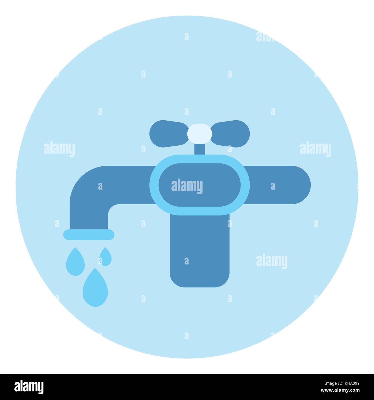 Touchez l'eau robinet icône sur fond bleu Illustration de Vecteur