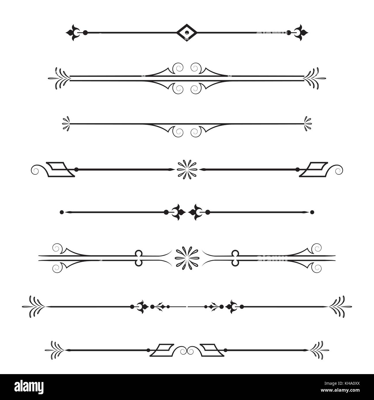 Set de calligraphie des éléments de conception et décoration page, intercalaires isolé sur fond blanc,vector illustration Illustration de Vecteur