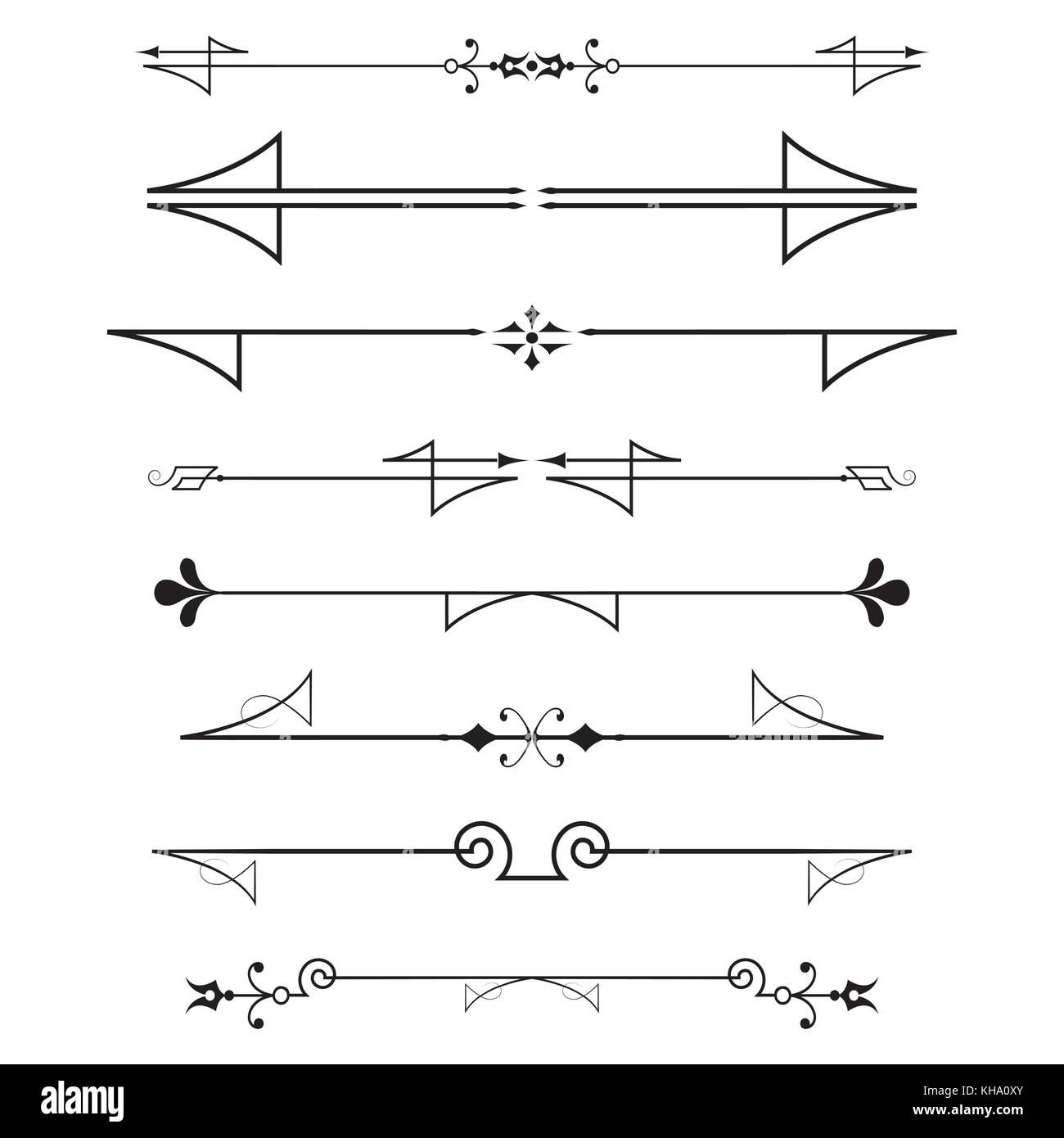 Set de calligraphie des éléments de conception et décoration page, intercalaires isolé sur fond blanc,vector illustration Illustration de Vecteur
