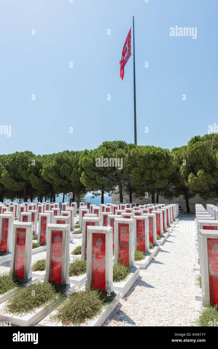 Mémorial des martyrs de canakkale Military Cemetery est un monument commémorant le service d'environ soldats turcs qui ont participé à la bataille de g Banque D'Images