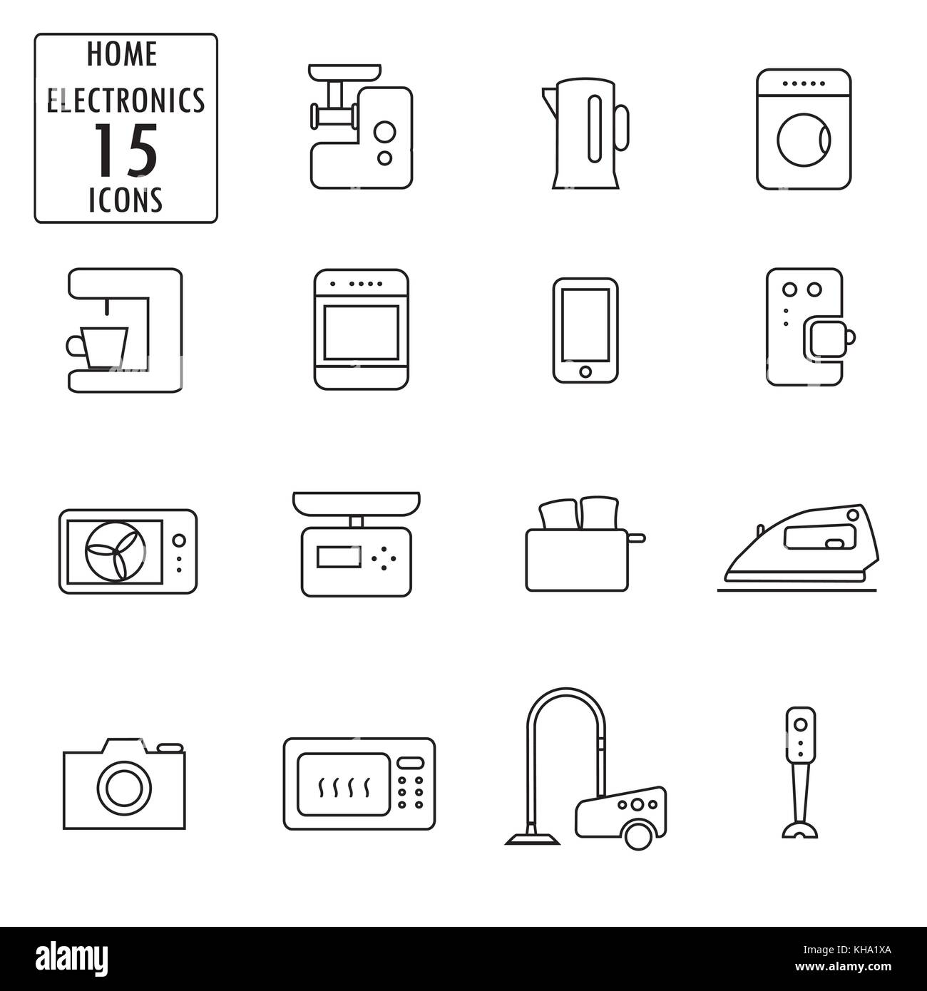 Ensemble de meubles icônes,ligne mince, vector Illustration de Vecteur