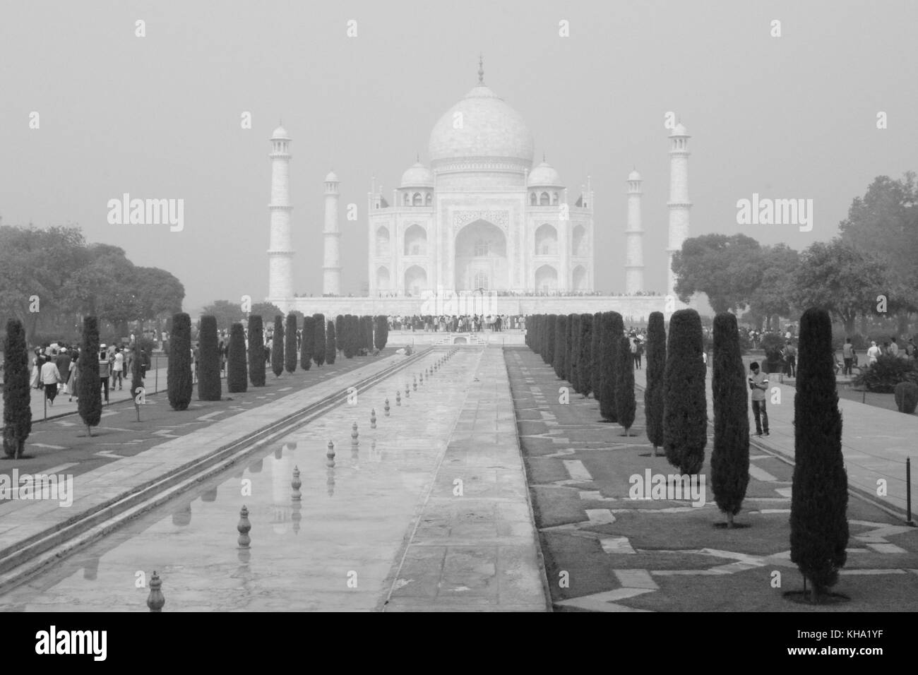 Taj Mahal en noir et blanc Banque D'Images