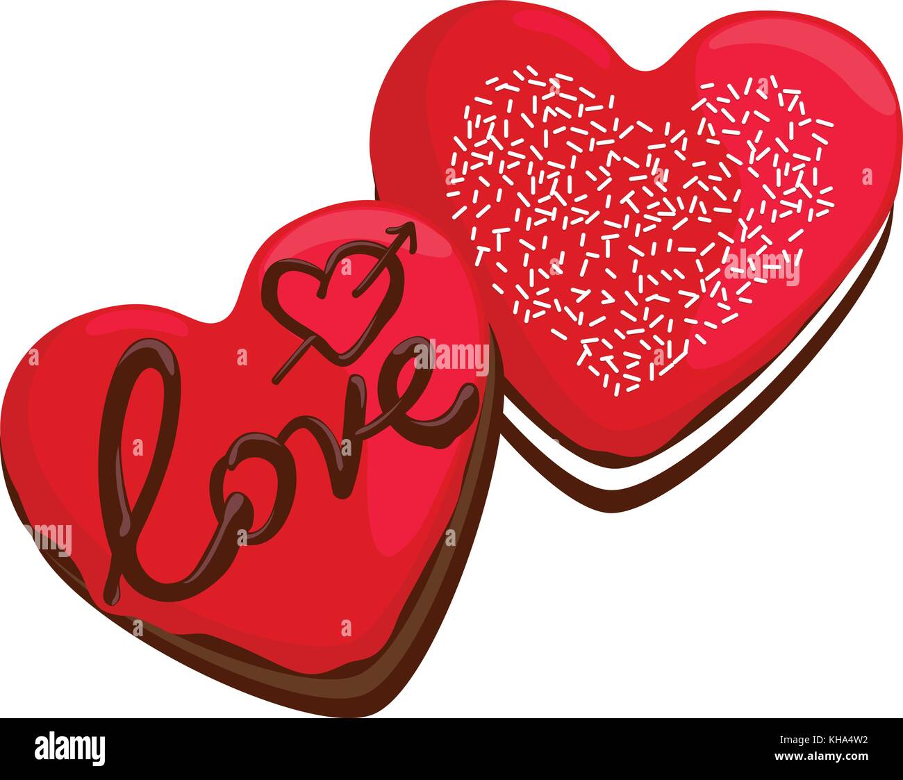 En forme de coeur saint-valentin donuts Illustration de Vecteur