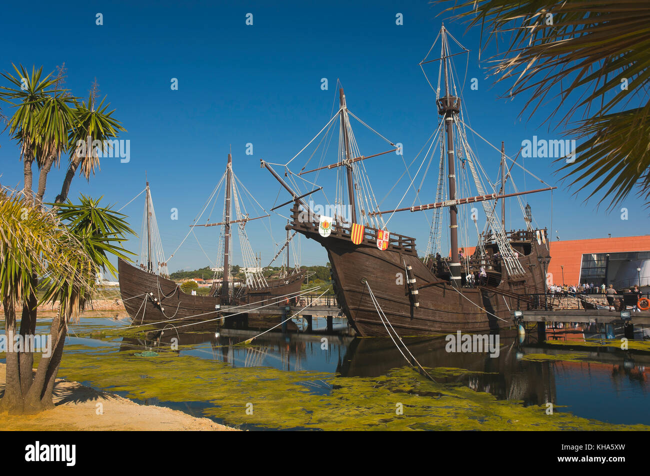 Le quai des caravelles (la Pinta et la santa maria), palos de la Frontera, province de Huelva, Andalousie, Espagne, Europe Banque D'Images