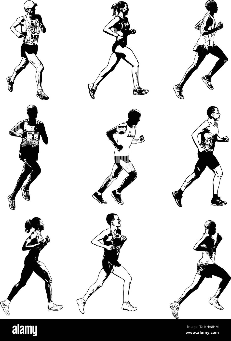 Les coureurs de marathon - vector illustration Illustration de Vecteur