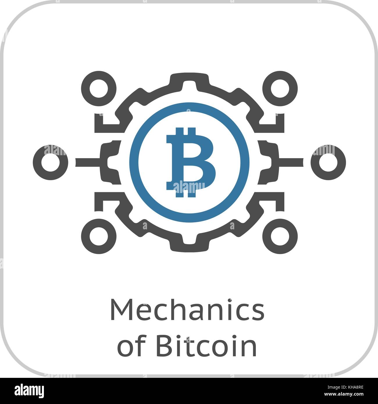 Mécanismes de l'icône de Bitcoin. Illustration de Vecteur