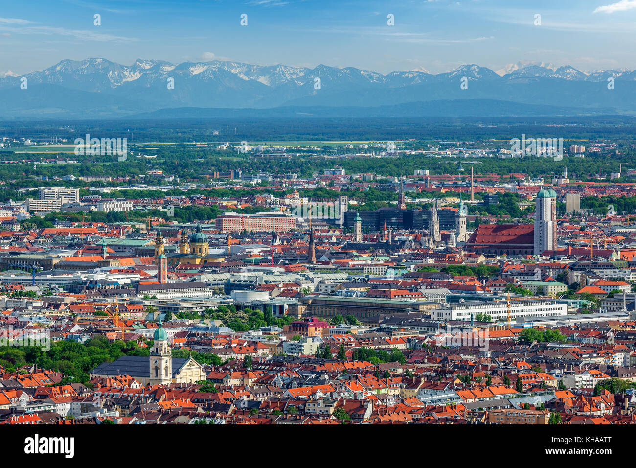 Vue aérienne de Munich, Munich, Bavière, Allemagne Banque D'Images