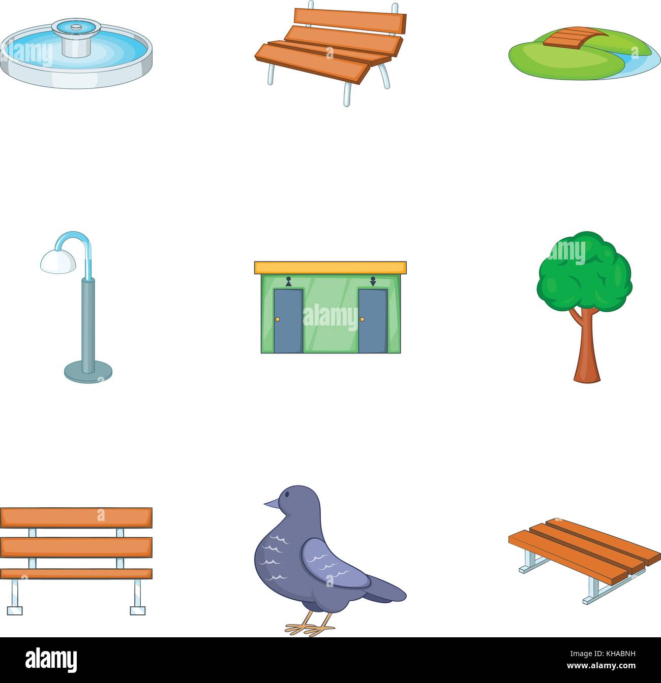 Park icons set, cartoon style Illustration de Vecteur