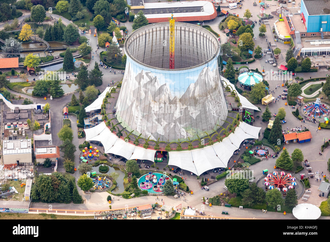 Miniatur Wunderland kalkar, amusement park, ancienne centrale électrique nucléaire kalkar sur le Rhin, tour de refroidissement, peint sur le Rhin kalkar Banque D'Images