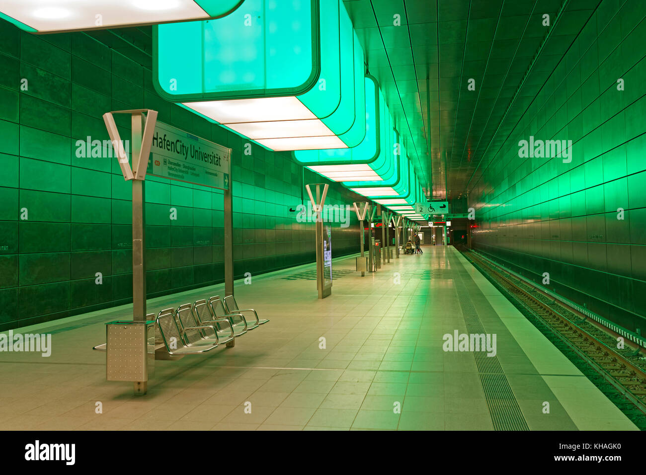 Installation lumineuse dans le U-Bahn la HafenCity Universität de métro, ligne de métro U4, HafenCity, Hambourg, Allemagne Banque D'Images