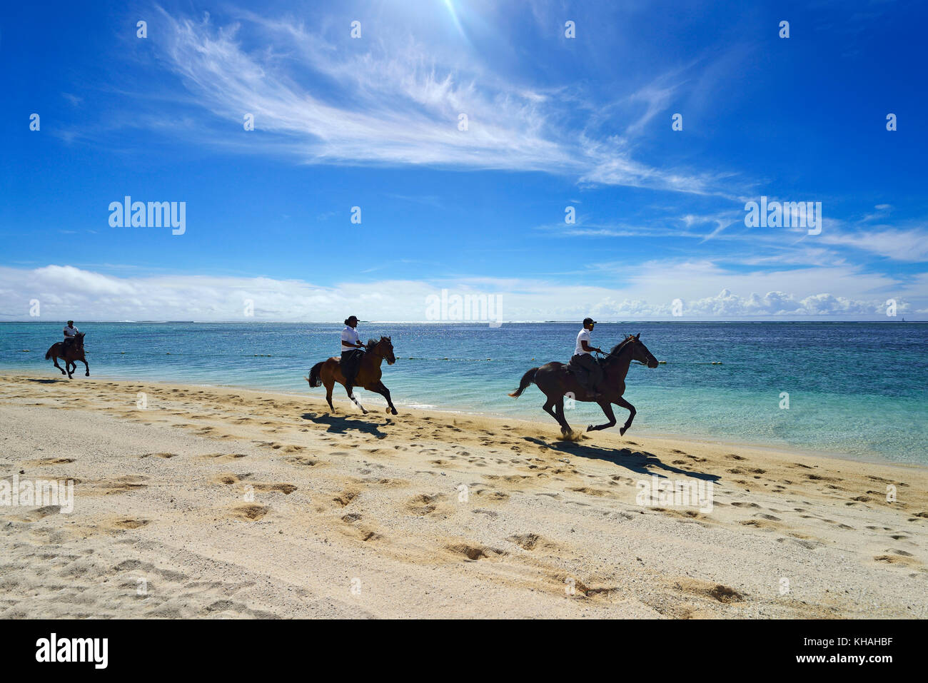 Avenant à la plage du morne, saint regis resort, le morne brabant, Maurice, océan Indien Banque D'Images