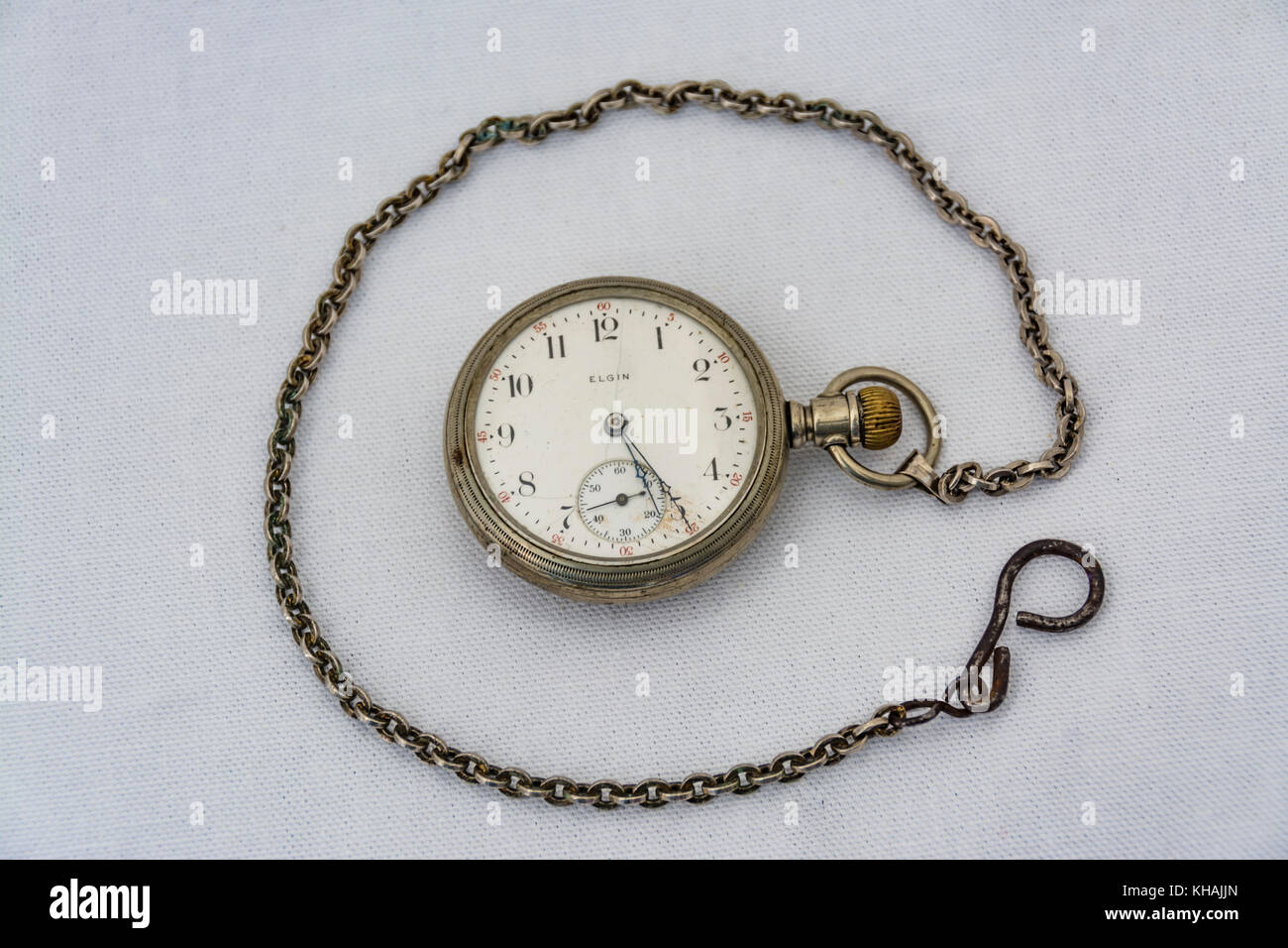 Montre De Poche Elgin Vintage En Laiton - Mouvement Quartz 7 Rubis, Cadran Blanc, Neuve (sans Pile)
