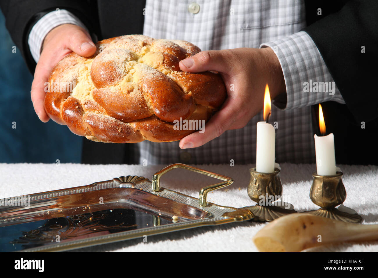 Tas de sweet pain challah sabbat ronde avec Banque D'Images