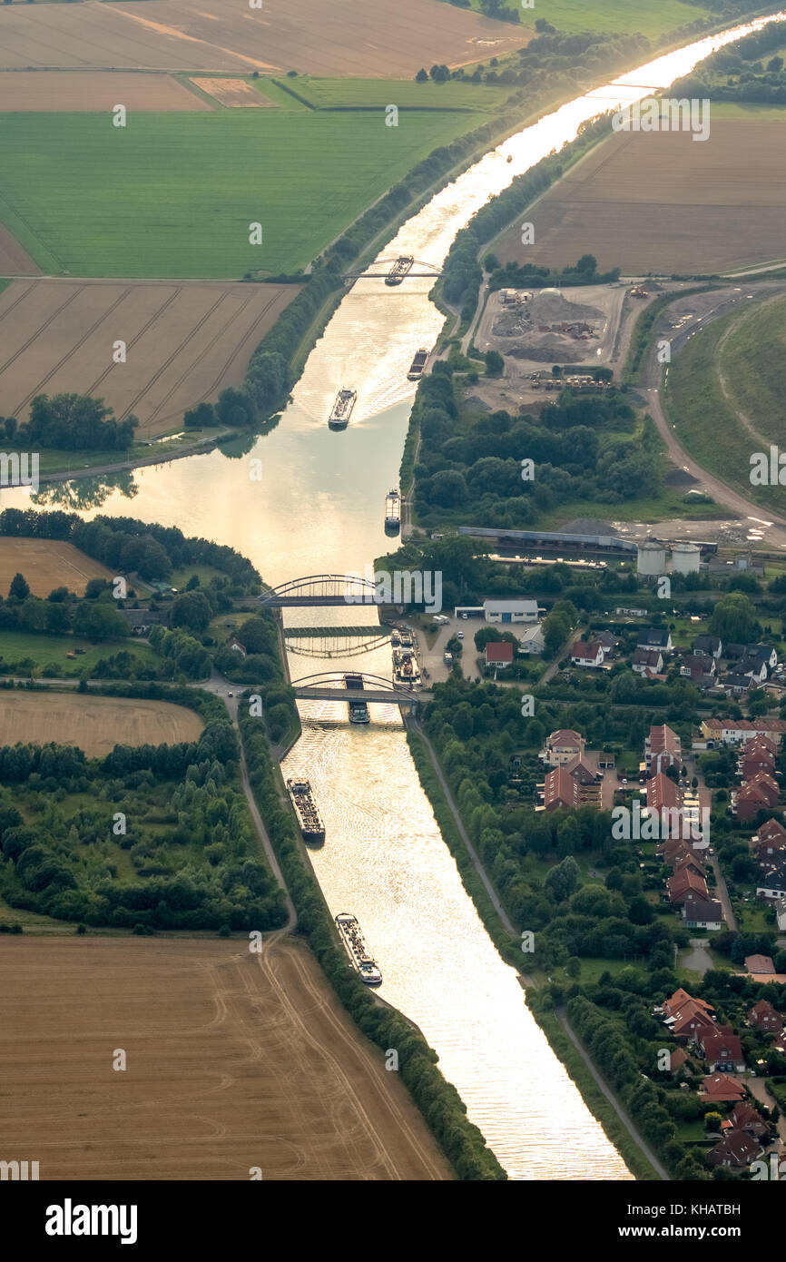 Mittellandkanal à Sehnde, triangle du canal Sehnde, canal de dérivation Hildesheim, canal intérieur, navigation intérieure,Sehnde, Basse-Saxe, Allemagne, Europe, Banque D'Images