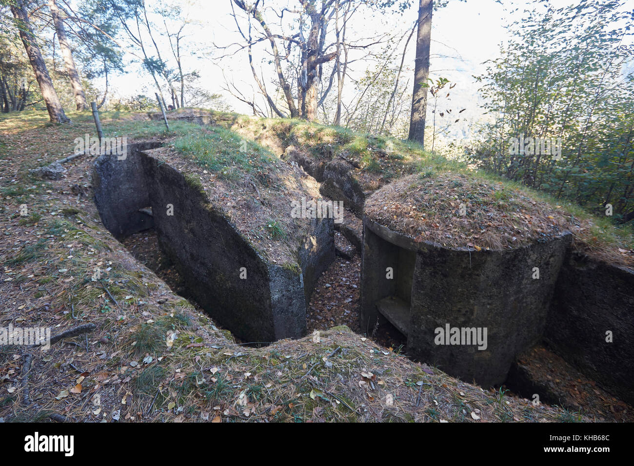 Vestiges de la ligne Cadorna (Linea Cadorna), Belvederala la Crocetta, Croce, au-dessus de Menaggio, Lac de Côme, Lago di Como, province de Lecco, Lombardie Itali Banque D'Images