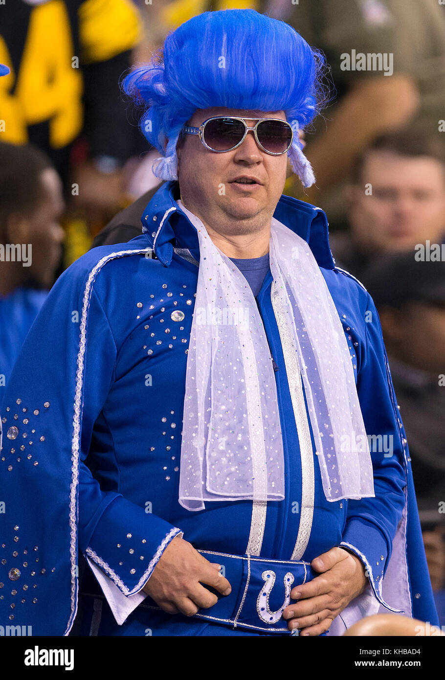 Indianapolis, Indiana, USA. 12 Nov, 2017. Un ventilateur au cours d'Indianapolis Colts NFL football action de jeu entre les Pittsburgh Steelers et les Indianapolis Colts au Lucas Oil Stadium à Indianapolis, Indiana. Pittsburgh a battu Indianapolis 20-17. John Mersits/CSM/Alamy Live News Banque D'Images