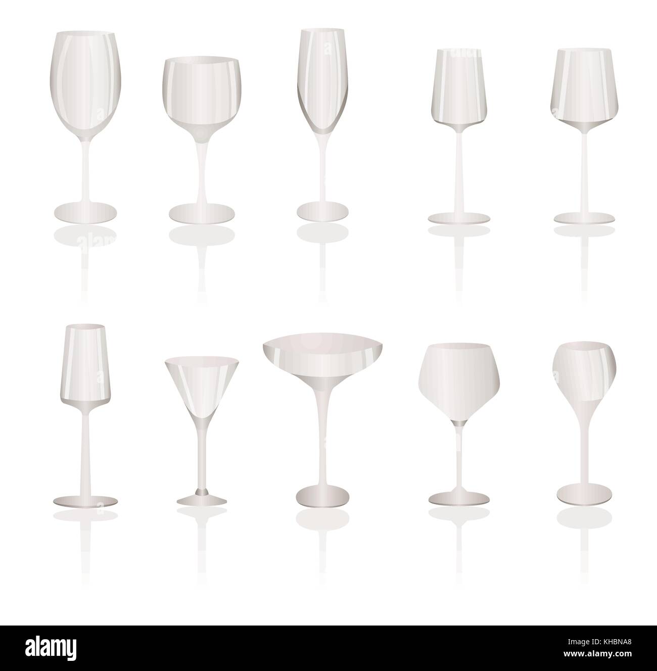 Différents types de verres à vin - vector icon set Image Vectorielle Stock  - Alamy