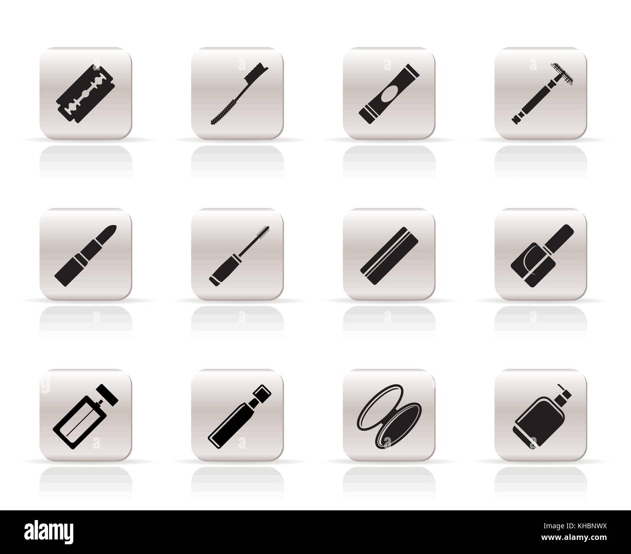 Maquillage simple jeu d'icônes, icônes de beauté et de santé Illustration de Vecteur