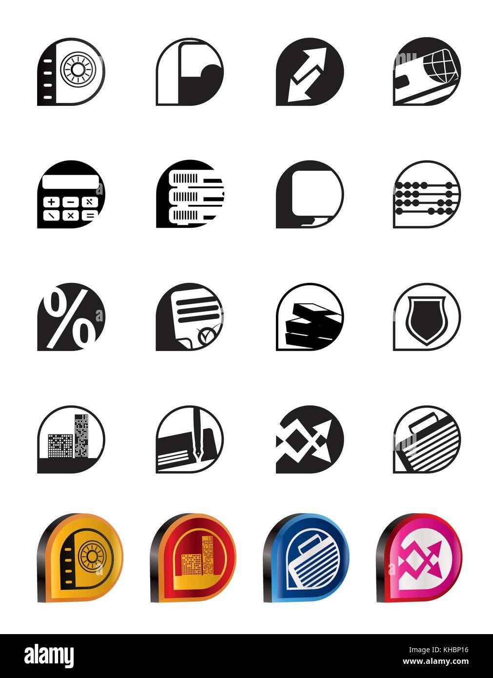 Banque simple, affaires, finances et icônes de bureau - vector icon set Illustration de Vecteur