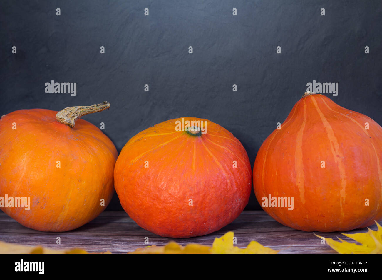 Pumpkins sur fond noir Banque D'Images
