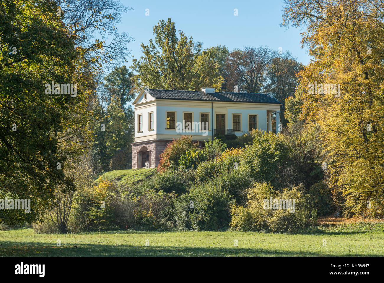 Maison romaine dans le parc de l'ILM, site du patrimoine culturel mondial de l'UNESCO, Weimar, Weimar, Thuringe, Allemagne Banque D'Images