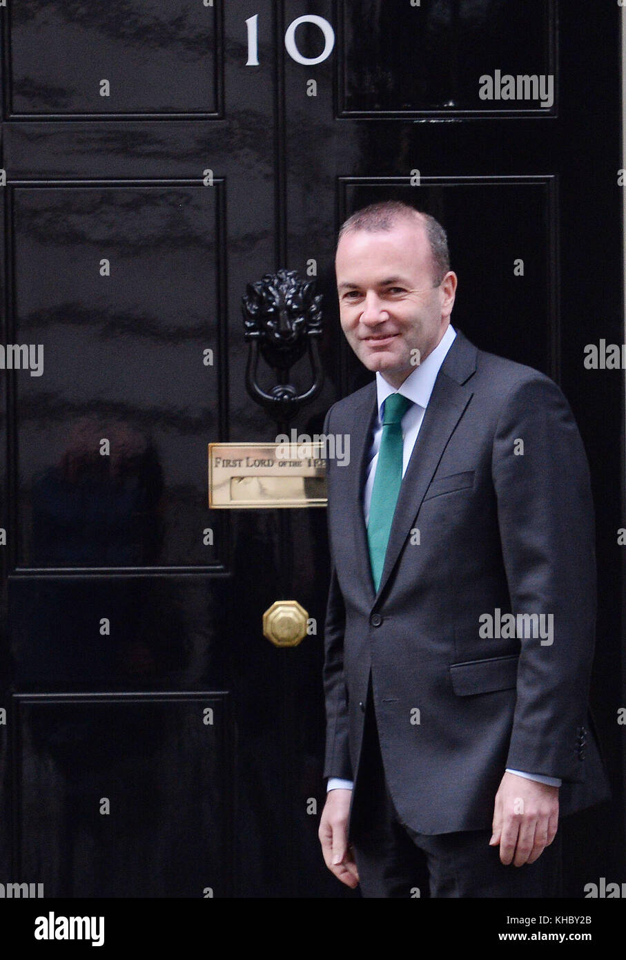 Manfred Weber, président du Groupe PPE, arrive au 10 Downing Street avant de discuter avec la première ministre Theresa May. Banque D'Images