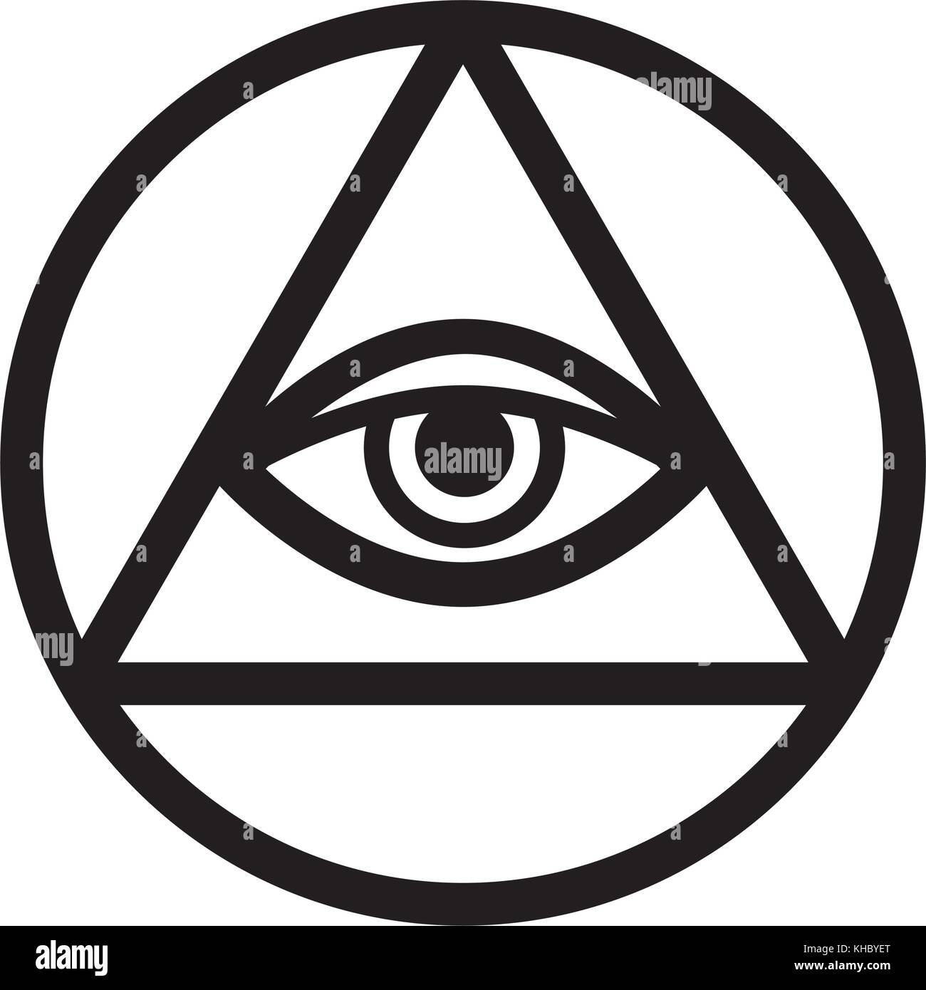 All-Seeing Eye de Dieu (l'Œil de la Providence | Oeil de l'Omniscience | Delta lumineux | Oculus Dei). Symbole mystique de la Franc-maçonnerie et des Illuminati. Illustration de Vecteur