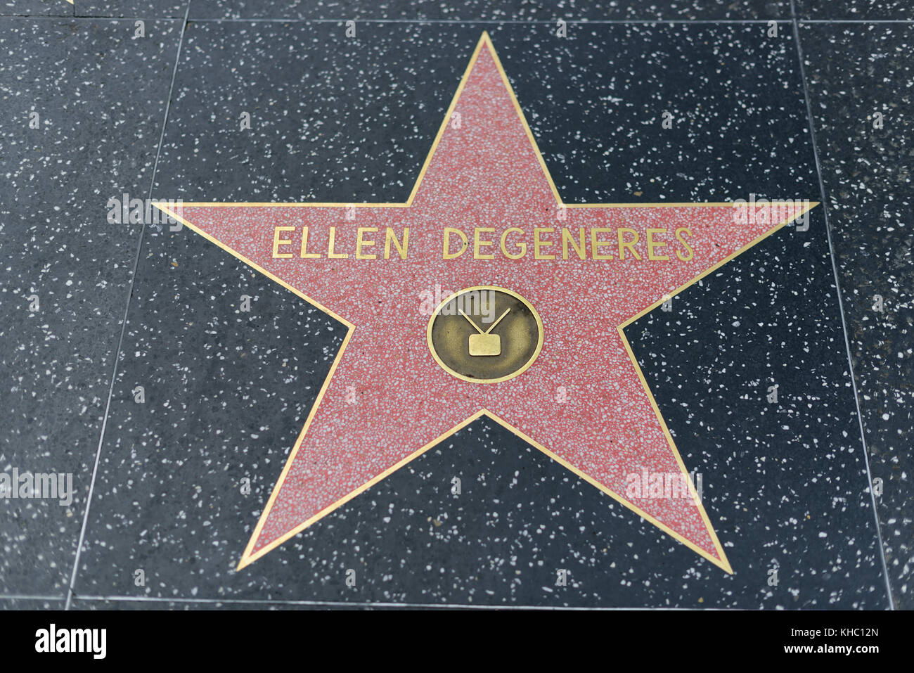 HOLLYWOOD, CA - DÉCEMBRE 06 : la star Ellen Degeneres sur le Hollywood Walk of Fame à Hollywood, Californie, le 6 décembre 2016. Banque D'Images