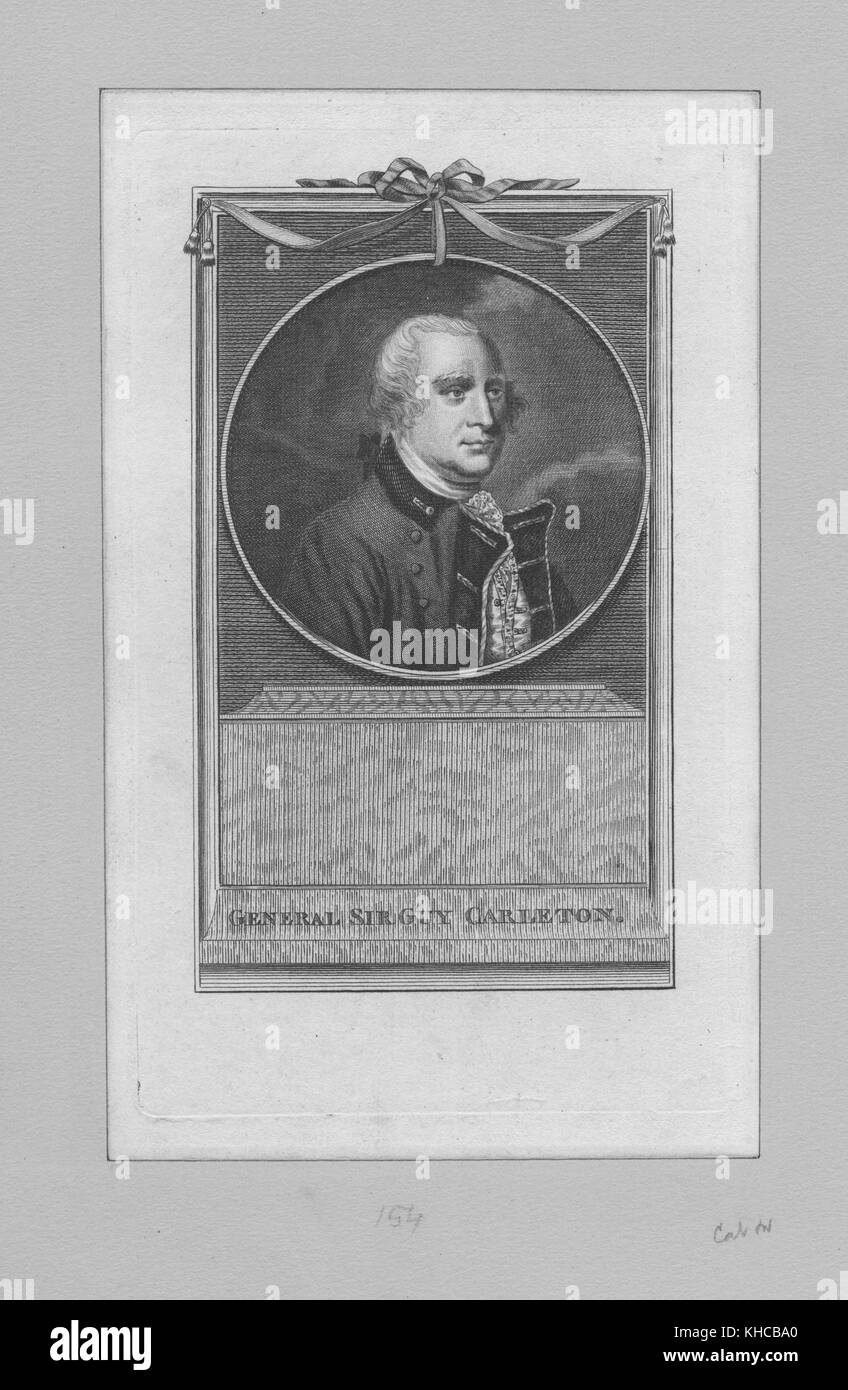 Ovale gravé, orné, portrait du général sir Guy Carleton, commandant des troupes britanniques lors de la guerre d'indépendance américaine, 1850. à partir de la bibliothèque publique de new york. Banque D'Images
