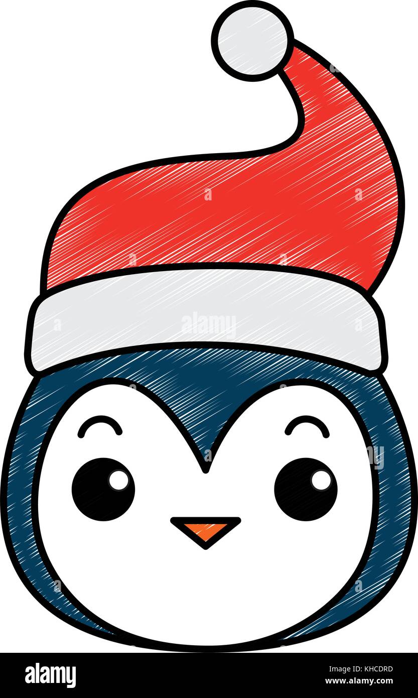 Tête de pingouin avec noël hat kawaii vector illustration design Image  Vectorielle Stock - Alamy