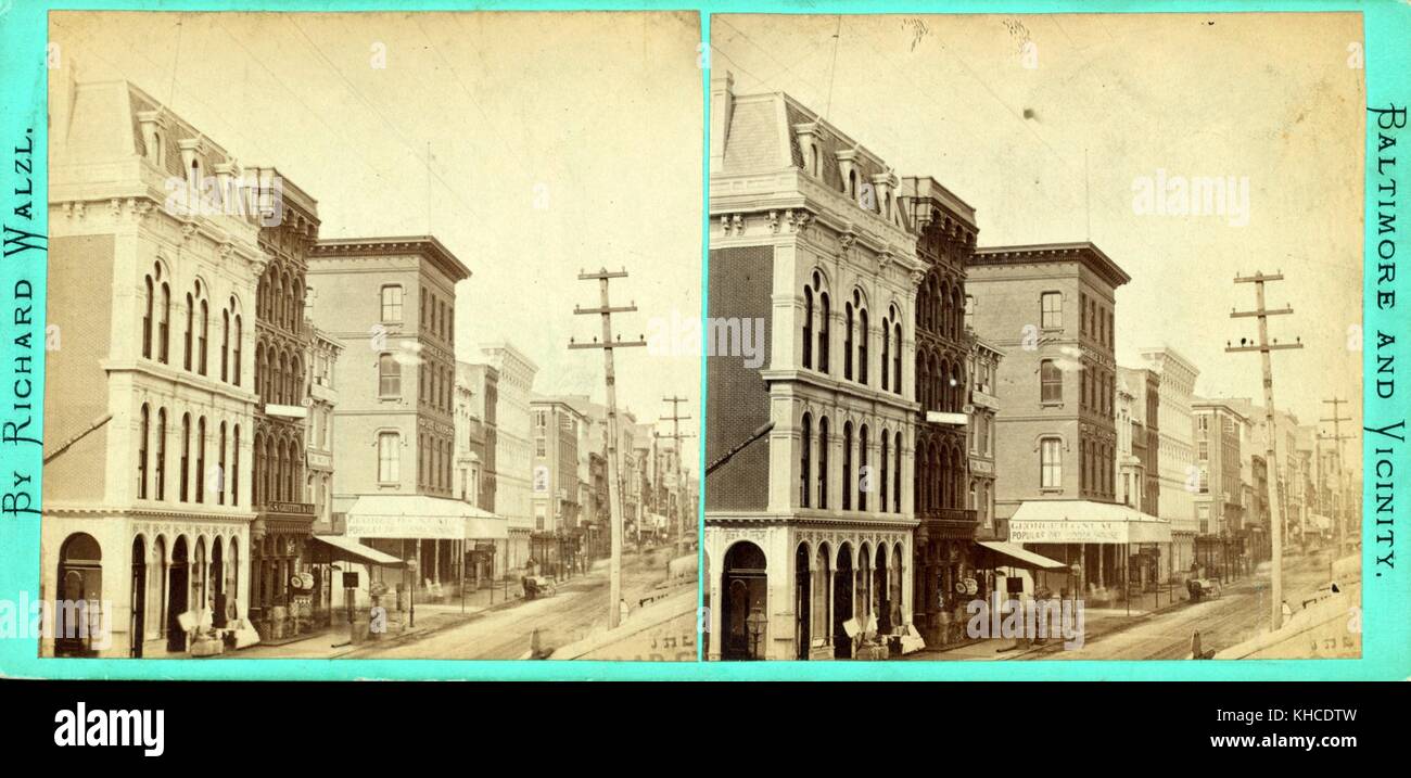 Baltimore Street à l'ouest de Gay, Baltimore, Maryland, 1880. De la Bibliothèque publique de New York. Banque D'Images