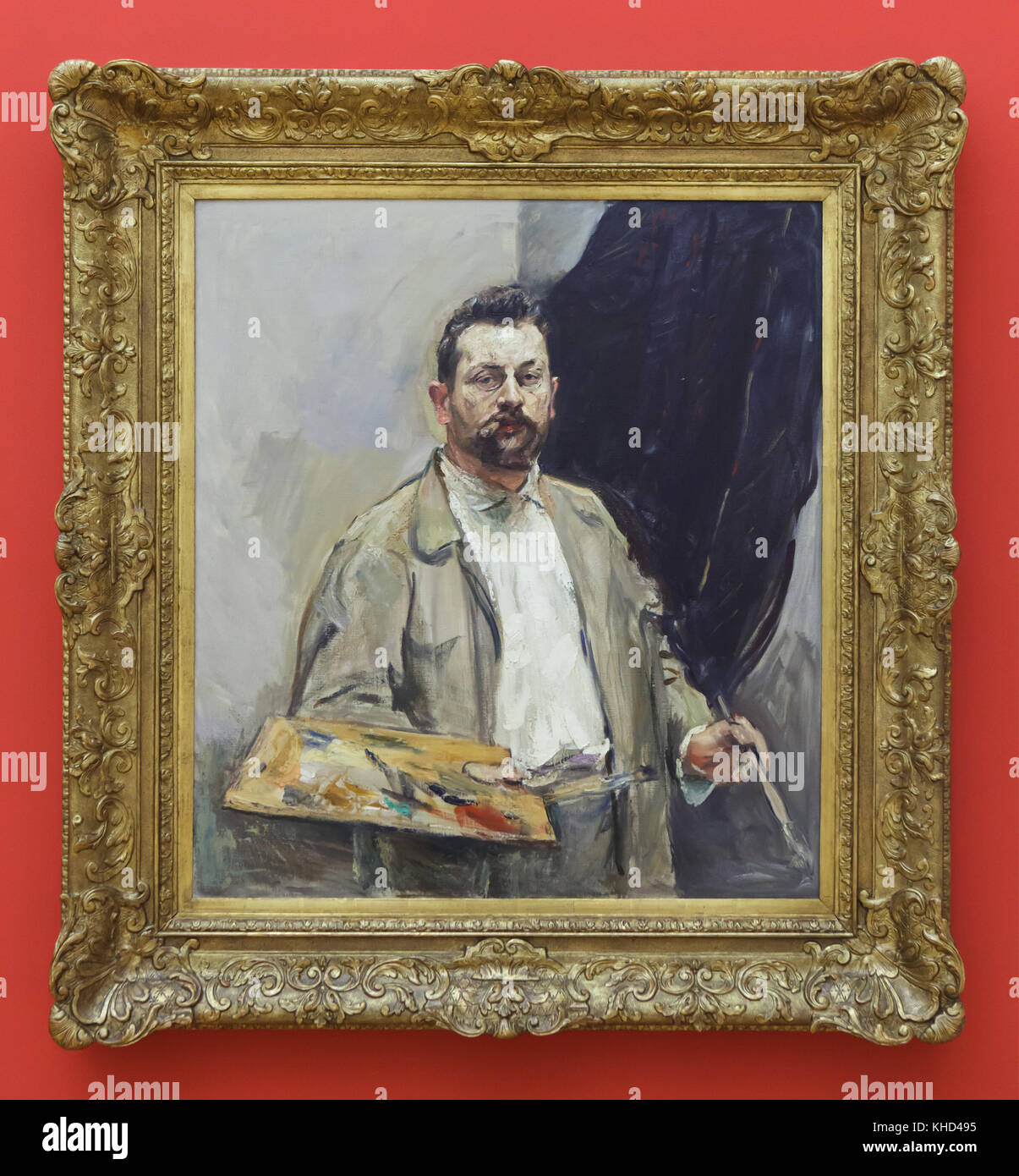 Peinture "portrait avec la Palette' (1906) par peintre allemand Max Slevogt exposées au Musée des beaux-arts (Musée des beaux-arts) à Leipzig, Saxe, Allemagne. Banque D'Images