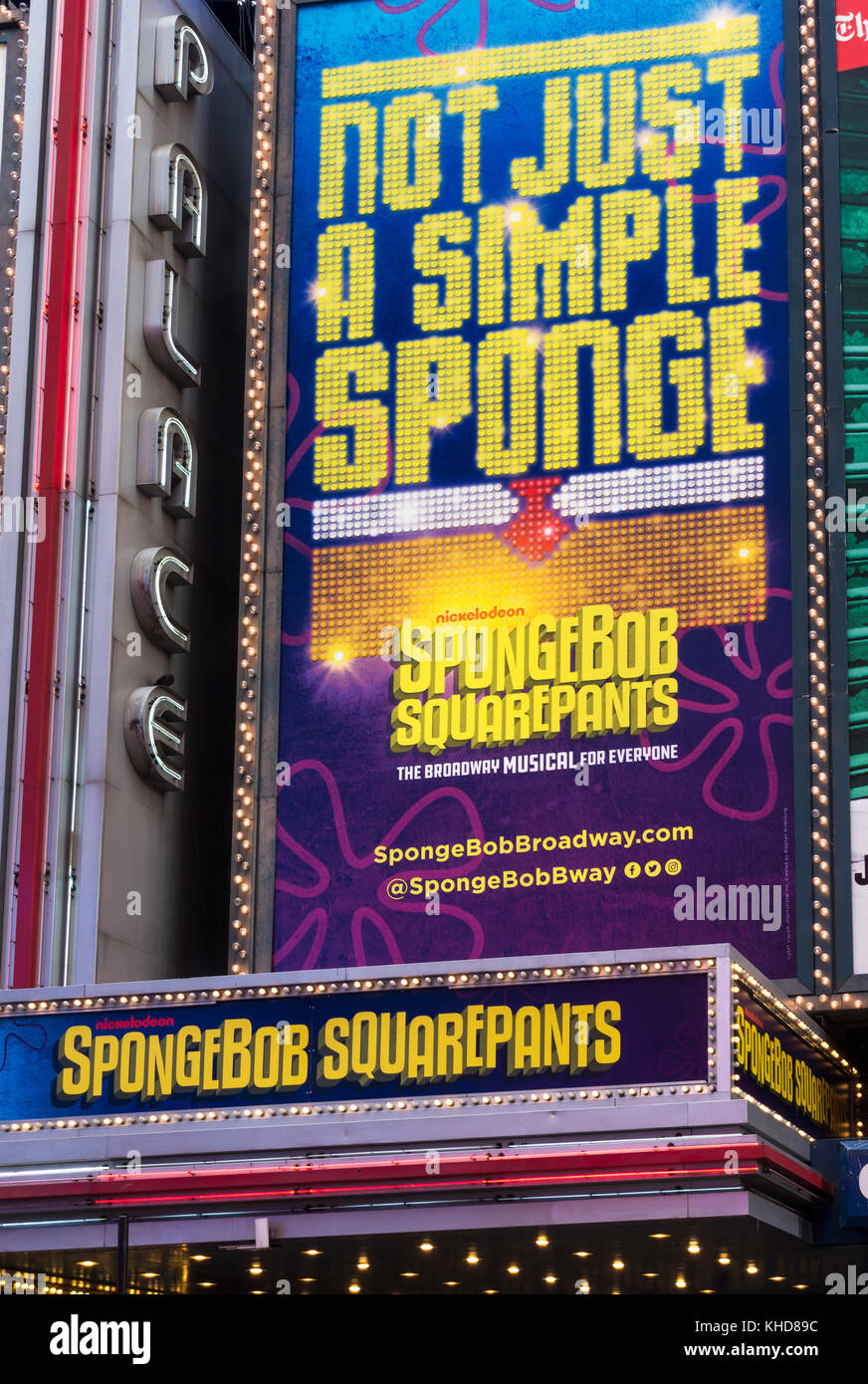 SpongeBob Squarepants, le musical de Broadway, au théâtre Palace à Times Square Banque D'Images