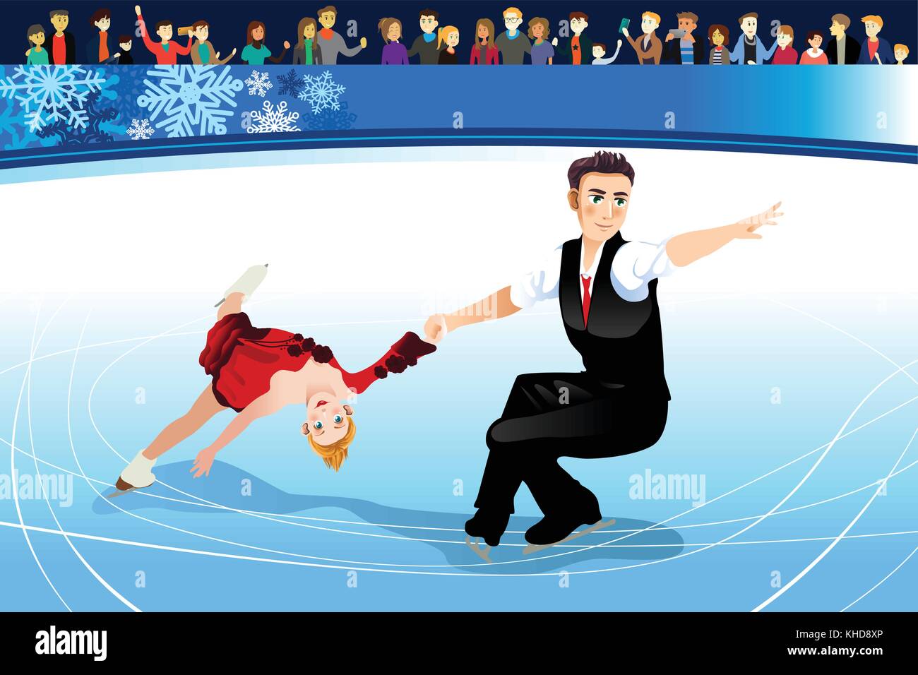 Un vecteur illustration d'athlètes en compétition de patinage artistique Illustration de Vecteur