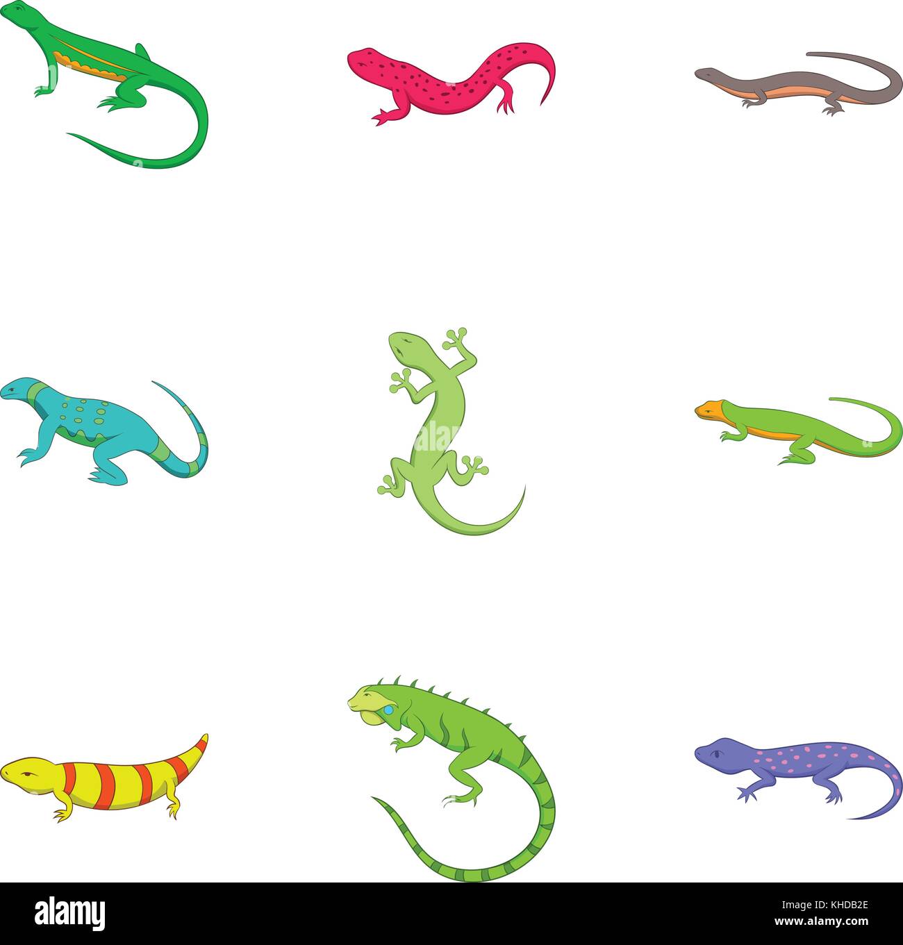 Lizard icons set, cartoon style Illustration de Vecteur