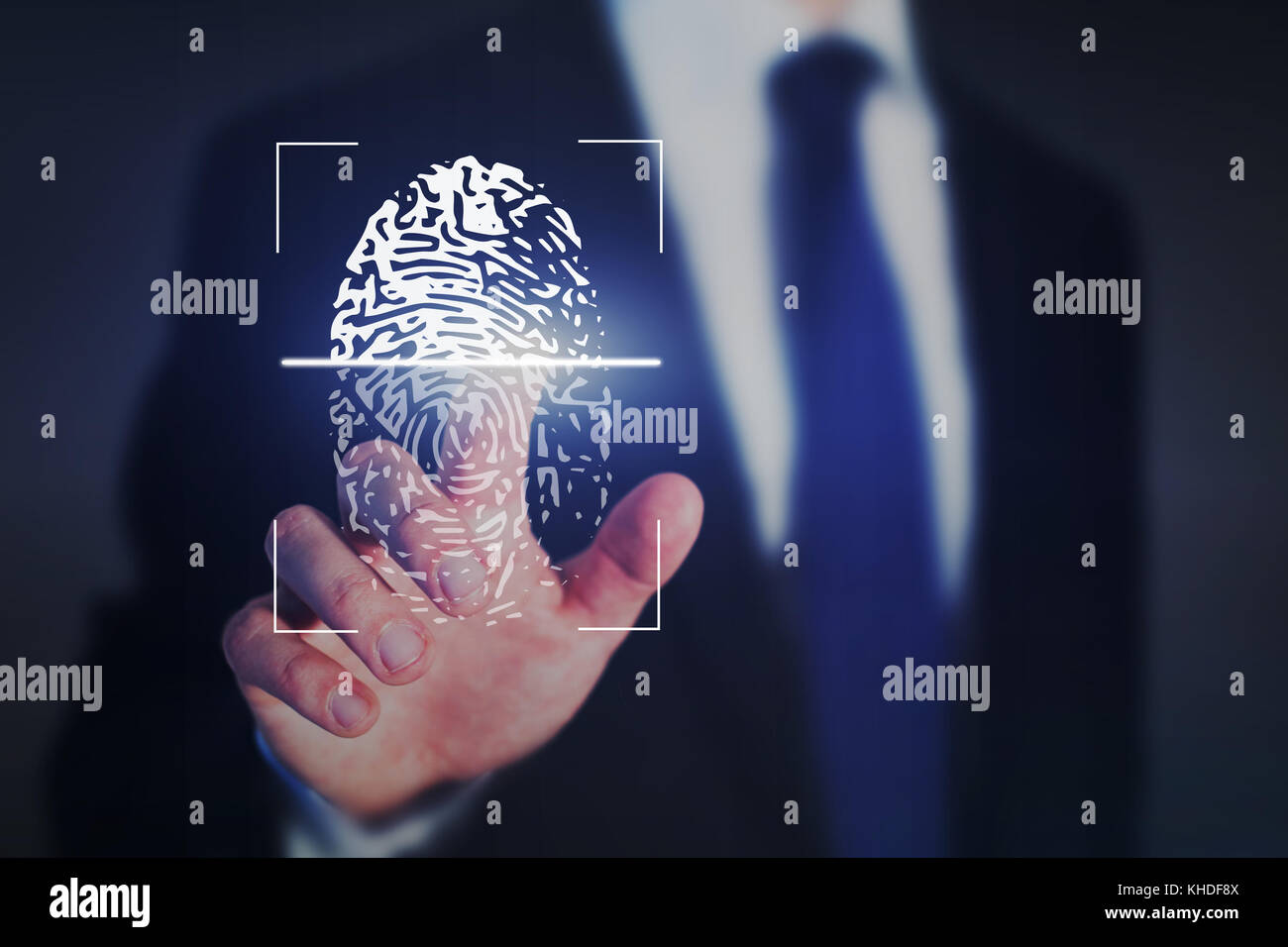 L'authentification des empreintes digitales, concept de sécurité internet Banque D'Images