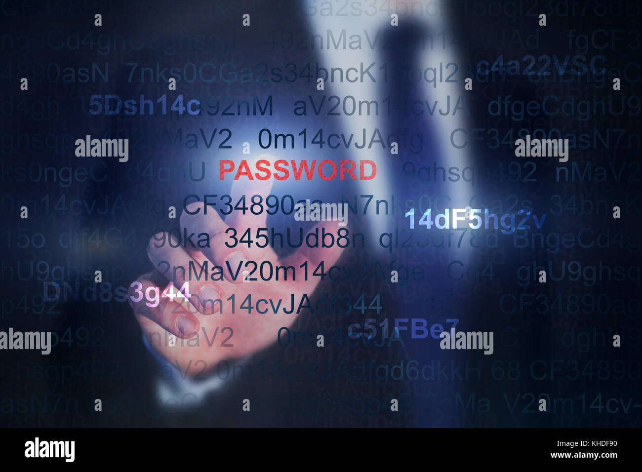 Mot de passe sur internet, écran tactile, concept de sécurité cybernétique en ligne Banque D'Images