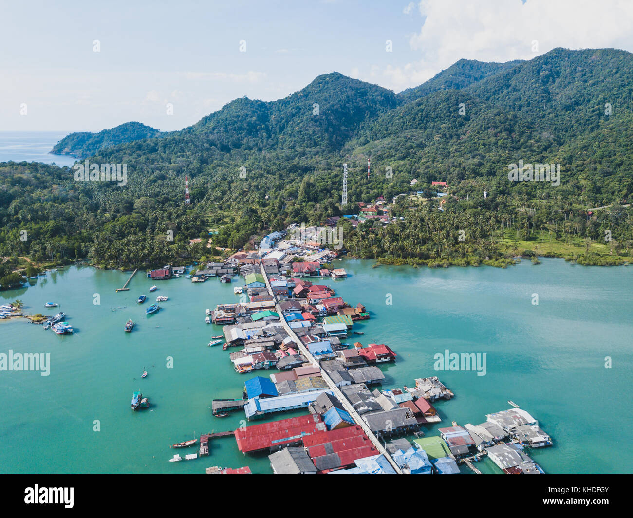 Beauté de la nature de l'île de Koh Chang, drone bang bao village, paysage panoramique aérienne Banque D'Images