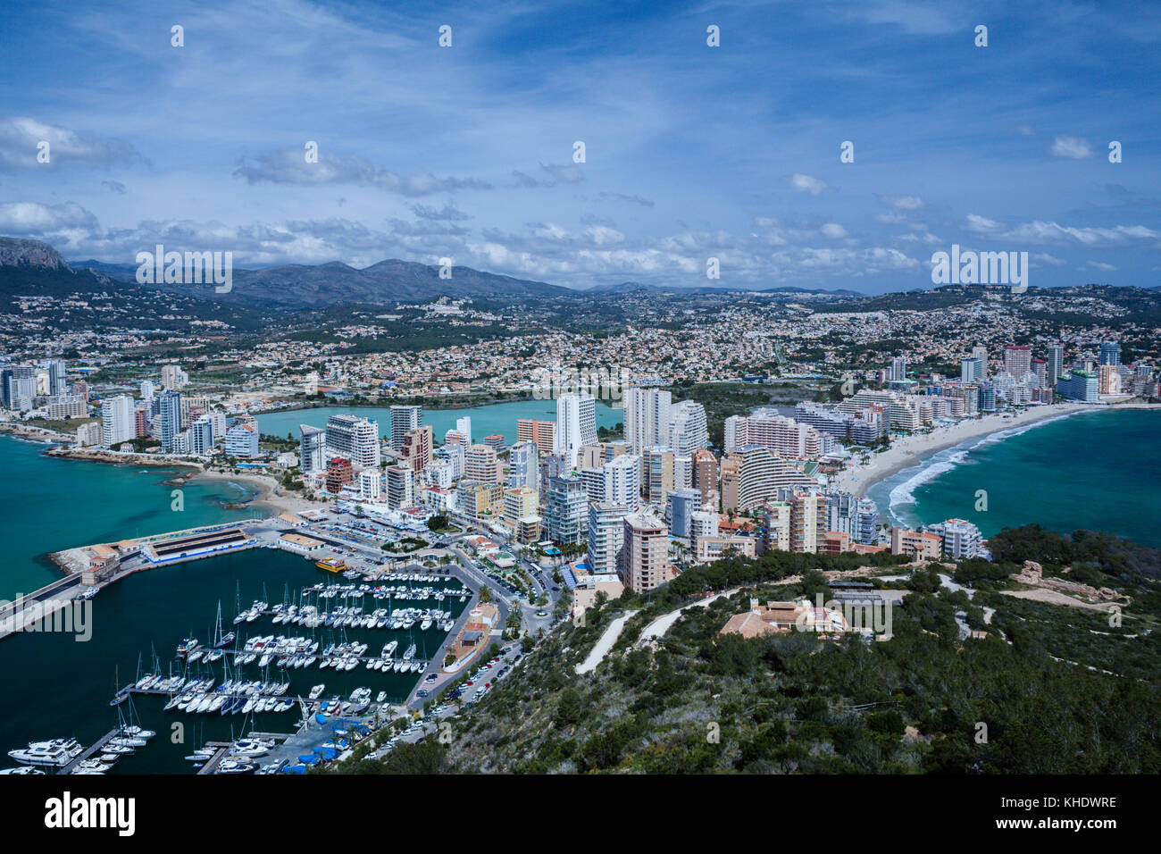 Vue panoramique de Calpe, Costa Blanca, Espagne Banque D'Images