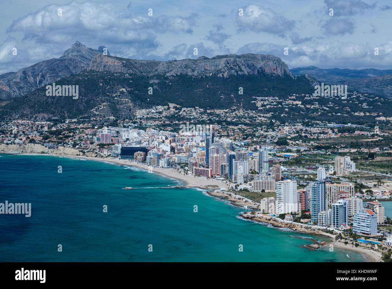 Vue sur Calpe prises de Penon de Ifach, Costa Blanca, Espagne Banque D'Images