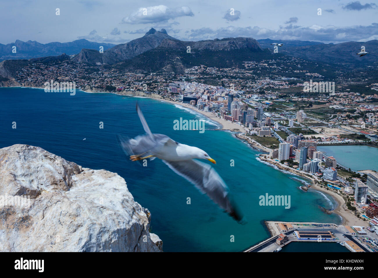 Vue sur Calpe prises de Penon de Ifach, Costa Blanca, Espagne Banque D'Images