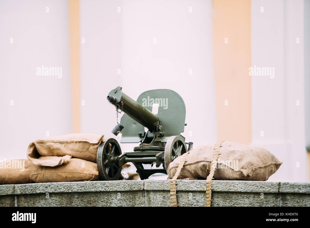 Mitrailleuse de Maxim modèle 1910/30 sur UN support de Vladimirov à roues. Le PM M1910 était UNE mitrailleuse lourde utilisée par l'Armée russe impériale pendant la première Guerre mondiale Banque D'Images