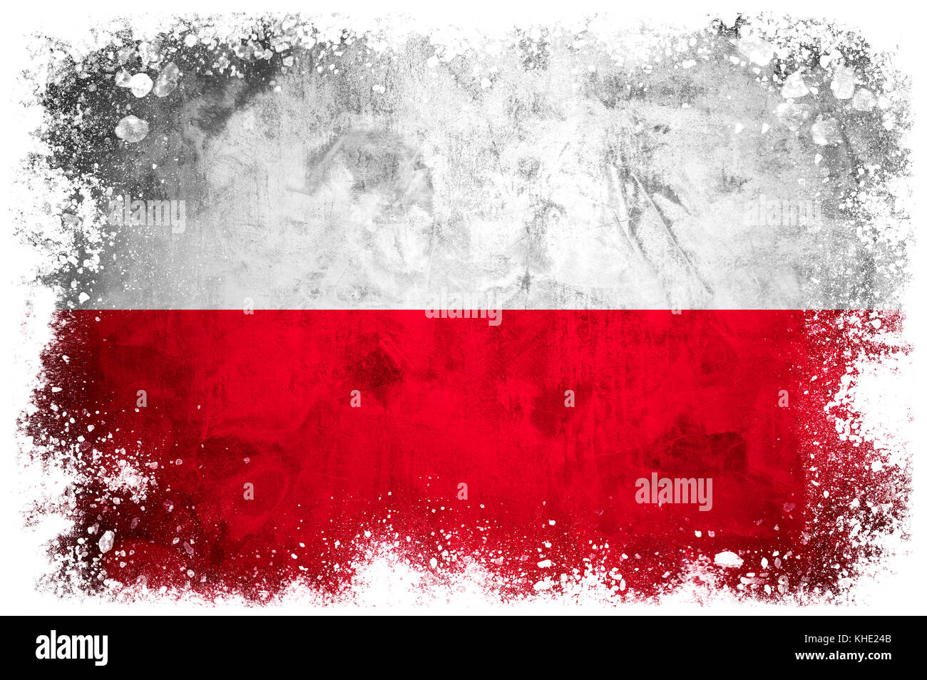 Drapeau national de la Pologne le grunge background béton Banque D'Images