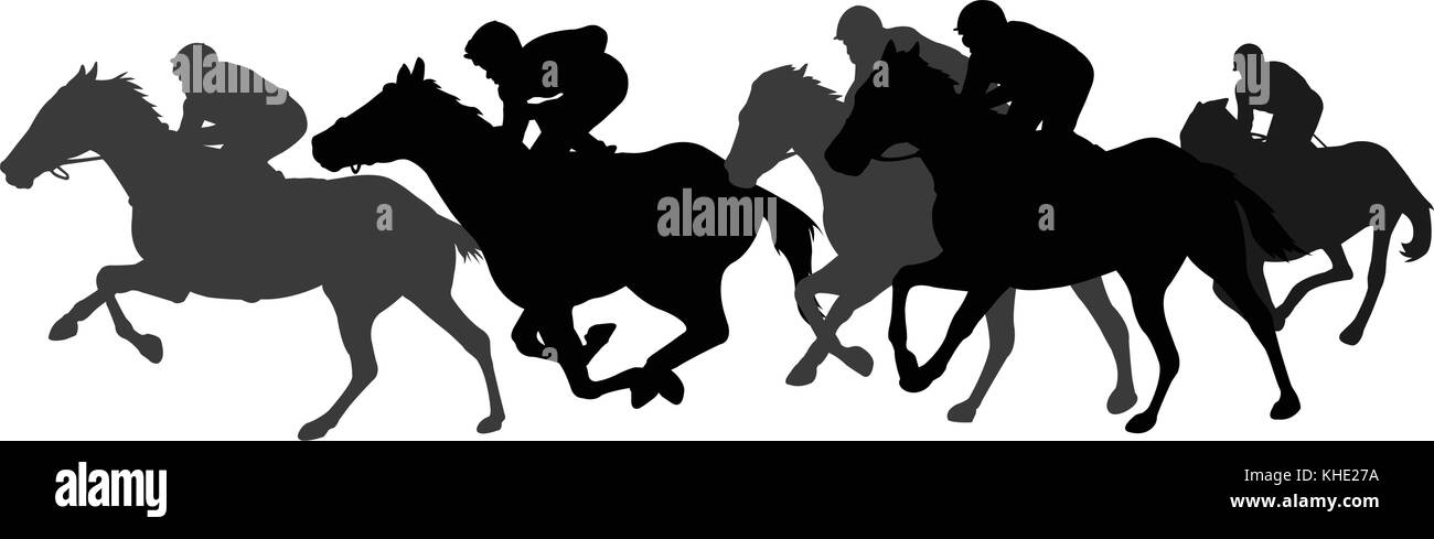 Course de chevaux - vector silhouettes Illustration de Vecteur