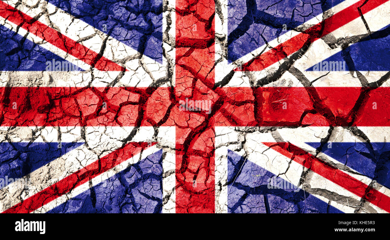 Pavillon de la grande bretagne sur fond sol fissuré Banque D'Images