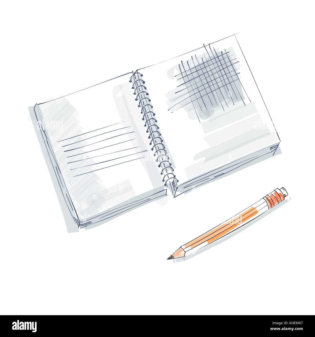Doodle, portable à la main dessin primitif. Stylo et papier de l'ordinateur portable. minimalisme moderne art croquis vector illustration Illustration de Vecteur